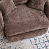 46.1" W Upholstered Oversized Swivel Accent Chair with Ottoman