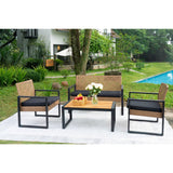 4 Piece Patio Furniture Set With Acacia Wood Table Top