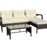 Outdoor Patio Furniture 3-Piece Conversation Set (Beige Cushion)