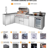 Outdoor Kitchen Island 82.5 Inch 6-Burner Propane Gas BBQ Grill