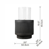 20x20x19.5' Heavy Cement Round Black Ribbed Outdoor Water Fountain with Light (Color Change)