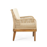 Hueber Outdoor And Rope 4 Seater Chat Set With Cushions - Teak