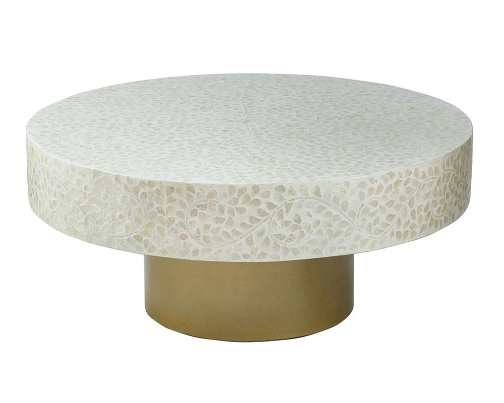 Unique Capiz Coffee Table & Pedestal Base