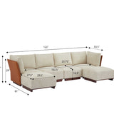 Velora 6-Piece U Shaped Boucle Modular Sectional Sofa with Deep Seating - White