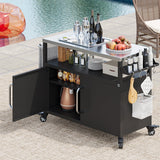 K&K 54.5" Outdoor Kitchen Island with Stainless Steel Tabletop