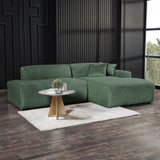 Mar Green Velvet Sectional Sofa with Mid-Century Design - Green