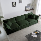 Mid-Century Modern 3-Seater Sofa with Green Chenille Upholstery