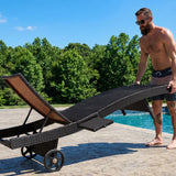 Patio Wicker Chaise Lounge Chairs Set of 2