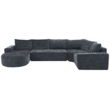 Modular Cloud Sectional Sofa Set, U-Shaped Upholstered Couch With Deep Seat