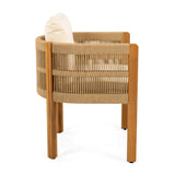 Outdoor Dining Set with Acacia Wood Table and 4 Chairs, Beige