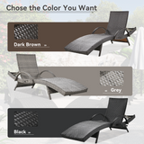 K&K 80" Outdoor Wicker Chaise Lounge Chairs Set of 2