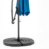 10ft Solar LED Offset Hanging Market Patio Umbrella in Dark Blue