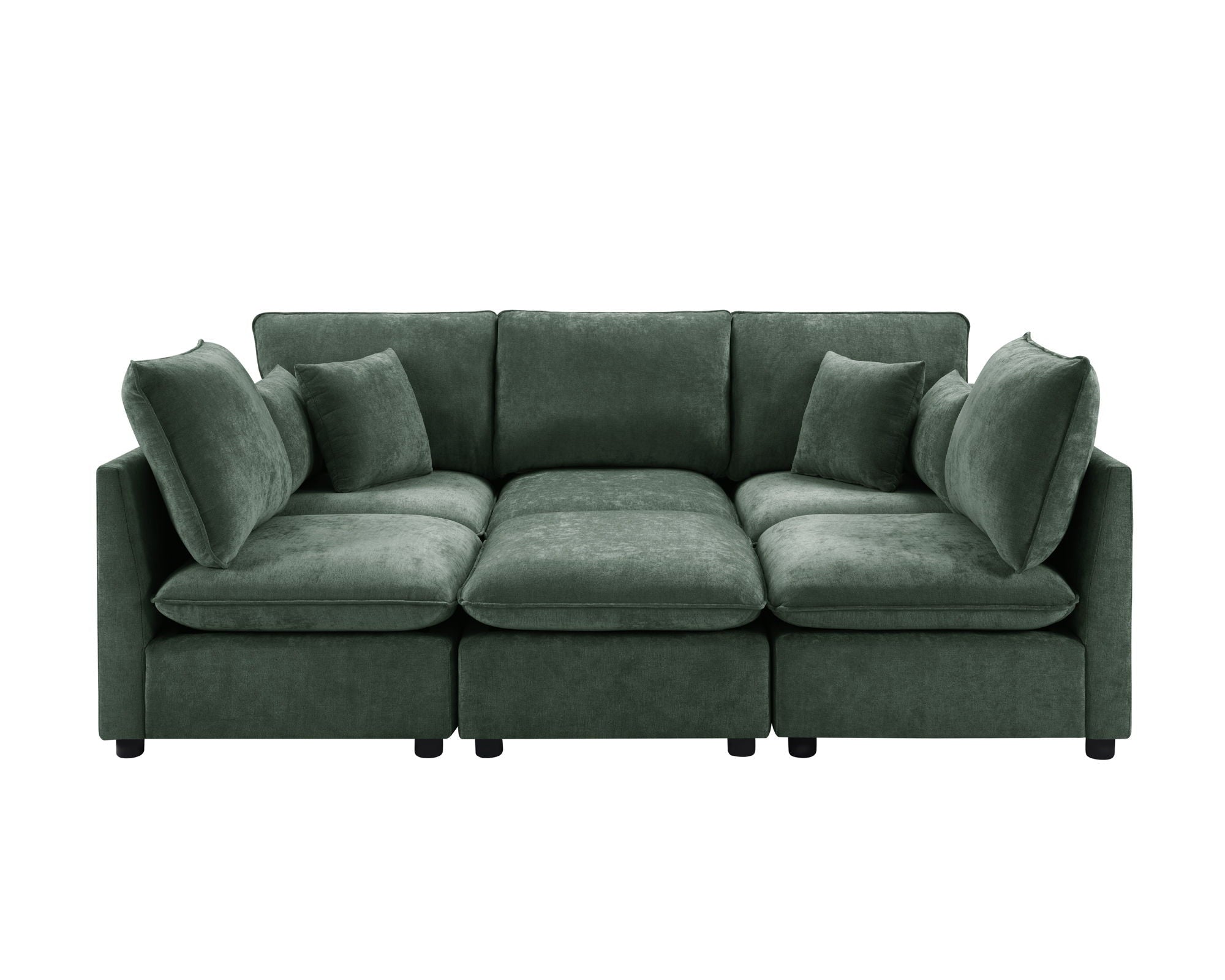 Modern Sectional Sofa U-Shaped With Movable Ottoman Storage Armrests And USB Ports