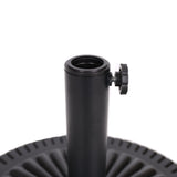 Black Rock Resin Outdoor Umbrella Base with Steel Support in Black Finish