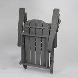 HDPE Folding Adirondack Chair with Dual Cup Holder - Gray