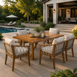 7-Piece Acacia Wood Outdoor Dining Set