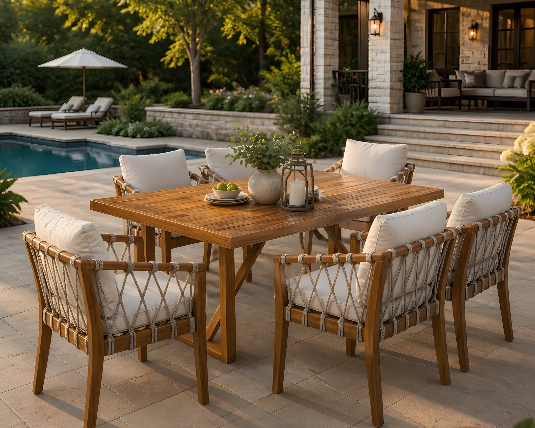 7-Piece Acacia Wood Outdoor Dining Set
