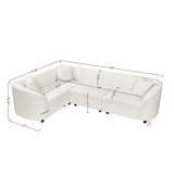 104" L-Shaped Curved Contemporary Sectional Sofa with Bouclé Upholstery - Beige