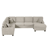 Upholstered U-Shaped Sectional Sofa with Movable Ottoman and Storage Pockets - Multiple Colors