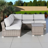 Wicker Sectional Sofa with Cushions and Table - Gray