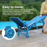 HDPE Chaise Lounge Chair Outdoor, Pool Lounge Chairs with 4-Position Adjustable Backrest, Supports Up to 360 LBS for Patio Poolside Deck Beach Backyard (blue)