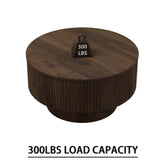 Modern Circular Coffee Table With Stripe Design And Storage Space