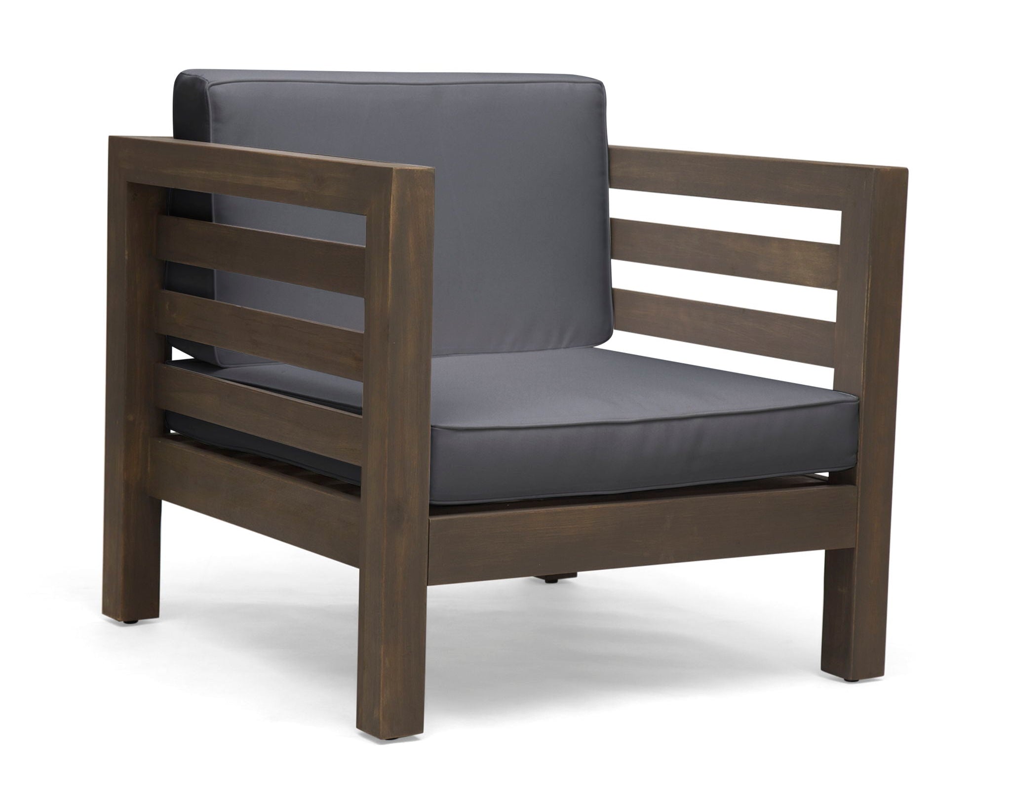 Outdoor Acacia Wood Patio Chair With Fabric Cushion