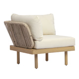 Acacia Wood Outdoor Sectional Sofa Set with Rope Back – 7-Piece