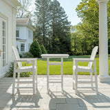 Outdoor Bar Height Adirondack Patio Chair With Cup Holder And Armrests All Weather UV Resistant - White