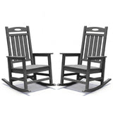 Outdoor Rocking Chair Set of 2, HDPE Patio Rocking Chair for Adults, Oversized Outdoor Rocker for Porch Garden Lawn,Grey