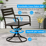 Set of 2 Powder-Coated Steel 360° Swivel Outdoor Dining Chairs with All-Weather Cushions
