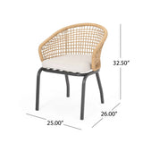 Outdoor Wicker Chair With Powder-Coated Iron Legs