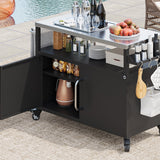 K&K 54.5" Outdoor Kitchen Island with Stainless Steel Tabletop