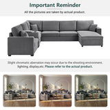 Modular 5 Seat U-Shape Sectional Sofa With Chaise Lounge, Built In Cup Holders And Storage Drawer