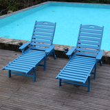 HDPE Chaise Lounge Chair Outdoor, Pool Lounge Chairs with 4-Position Adjustable Backrest, Supports Up to 360 LBS for Patio Poolside Deck Beach Backyard (blue)