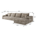 134" Cloud Sectional Couch with L-Shape Chaise - Camel