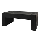 Modern Black Solid Wood Coffee Table, 49in Rectangular Coffee Table for Living Room, Farmhouse & Contemporary Decor