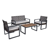 4 Piece Patio Furniture Set With Acacia Wood Table Top