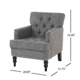 Harrison Tufted Club Chair With Button Tufted Back And Birch Wood Legs