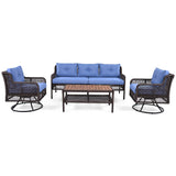 GO 4 Pieces Patio Furniture Set with Swivel Chairs Outdoor Wicker Sofas