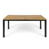 Rectangular Outdoor Dining Table Tabletop With Iron Legs - Black