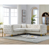 L-Shaped Corner Sofa, 5 Seater Sectional With Tufted Design