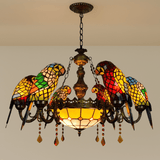 Glass Parrot Chandelier