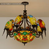 Glass Parrot Chandelier