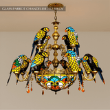 Glass Parrot Chandelier