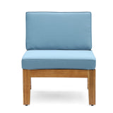 Grenada 8 Seater Acacia Wood Sectional Sofa Set with Water-Resistant Cushions - Teak + Blue
