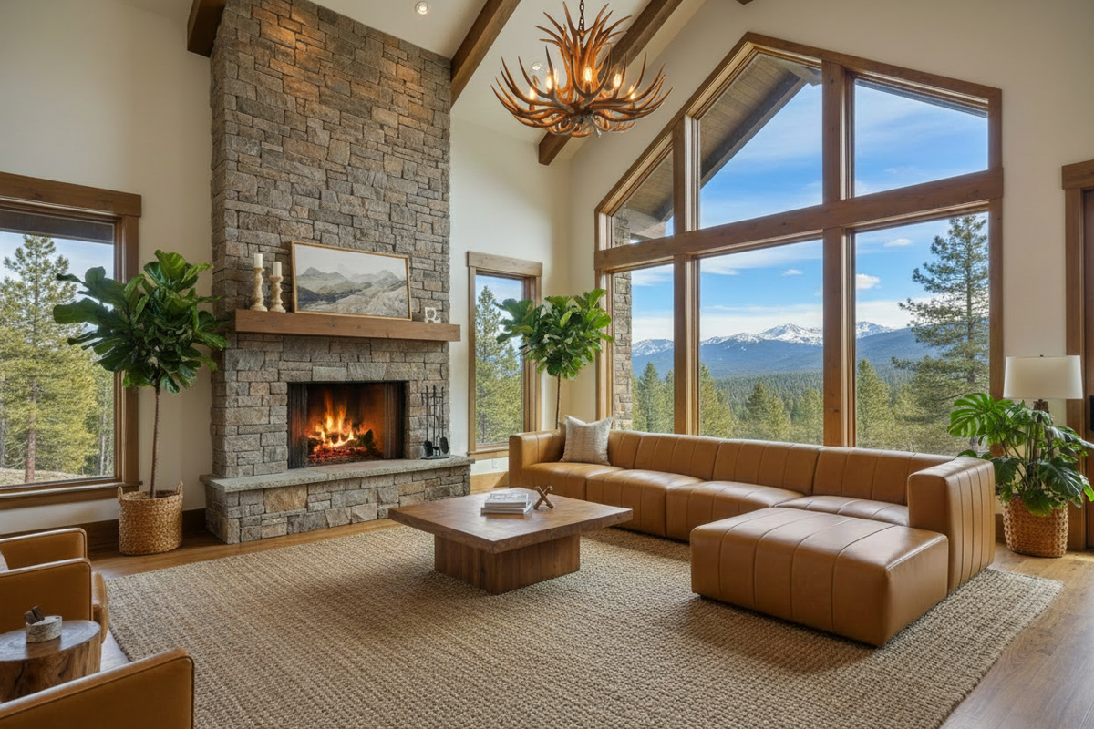 Mountain Home Banner - Original Scene + Chandelier