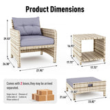 Rattan Patio Chairs with Ottoman (5 Pieces)