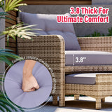 Rattan Patio Chairs with Ottoman (5 Pieces)