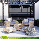 Rattan Patio Chairs with Ottoman (5 Pieces)